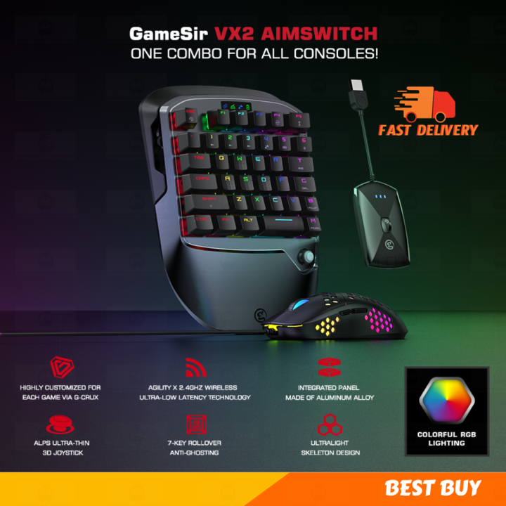  GameSir VX Gaming Keyboard and Mouse for Xbox One/Xbox Series  X/S, PS4, PS3, Nintendo Switch PC, Wireless Game Keypad and Mouse Adapter  for Computer and Consoles : Video Games