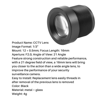 CCTV Security Camera 16mm Focus Length IR Board Lens