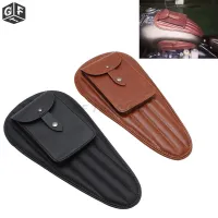 Black/Brown Motorcycle PU Leather Retro Stick-up Tank Tool Bag Panel Cover Bag Tank Bags Universal for Honda Shadow CG125 Benali