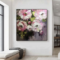 Modern Abstarct Hand Painted Cavnas Oil Painting Texture Rose Flower Wall Art Picture Poster For Living Room Bedroom Decoration