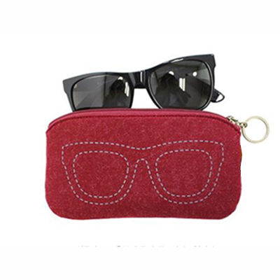 Zipper Soft Glasses Pouch Felt Makeup Eyeglasses Portable Case