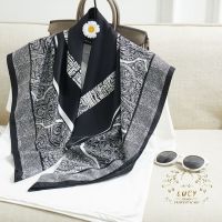 LUCY Fashion Scarf 90 * 90cm square scarf womens shawl twill scarf checkered texture printed scarf silk scarf handkerch