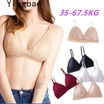 French Style Bra Without Steel Ring Lace Bralette Thin Underwear Triangle  Cup Bra Women Brasieres Wireless Lingerie Color Black Cup Size One Size