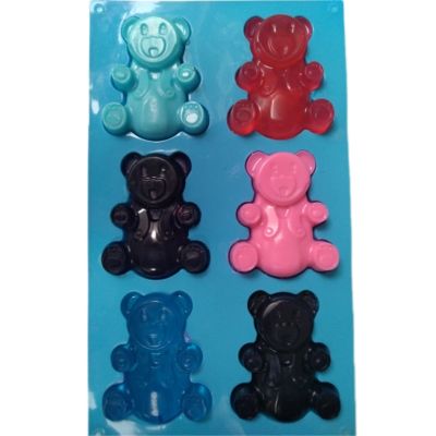 【▼Hot Sales▼】 RTERT54634 6หลุม3d น่ารักหมีพิมพ์เค้กแม่พิมพ์ซิลิโคนแม่พิมพ์เครื่องมือทำขนมอบครัว Fondant แม่พิมพ์เค้กสีฟ้า