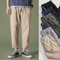 COD SDFERTREWWE ?COTTON? Summer Korean Plain Khakis Kargo Work Straight Cut Slim Fit Cargo Casual Cotton Long Slack Pants Men Seluar Slack Panjang Lelaki