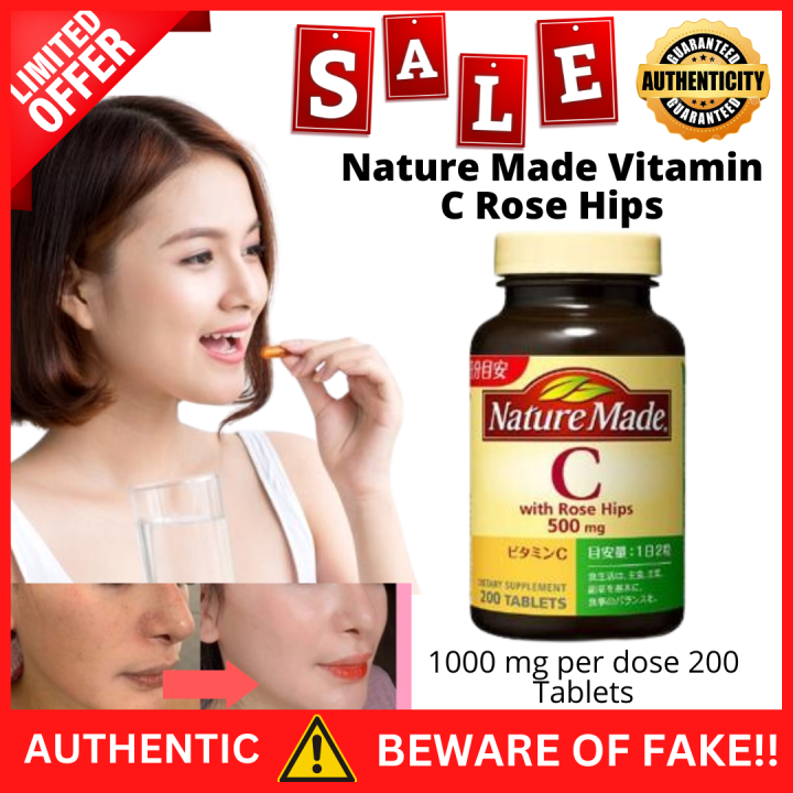 Nature Made Vitamin C Rose Hips 1000 mg per dose 200 Tablets Lazada PH