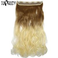 TOPREETY Heat Resistant Synthetic Fiber Ombre colors Wavy 5 Clips on Clip in hair Extensions Wig  Hair Extensions  Pads