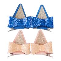 2PCS Cat Ear Hair Clips Girls Glitter Hair Bows with Clips Kids Children Party Hair Accessories