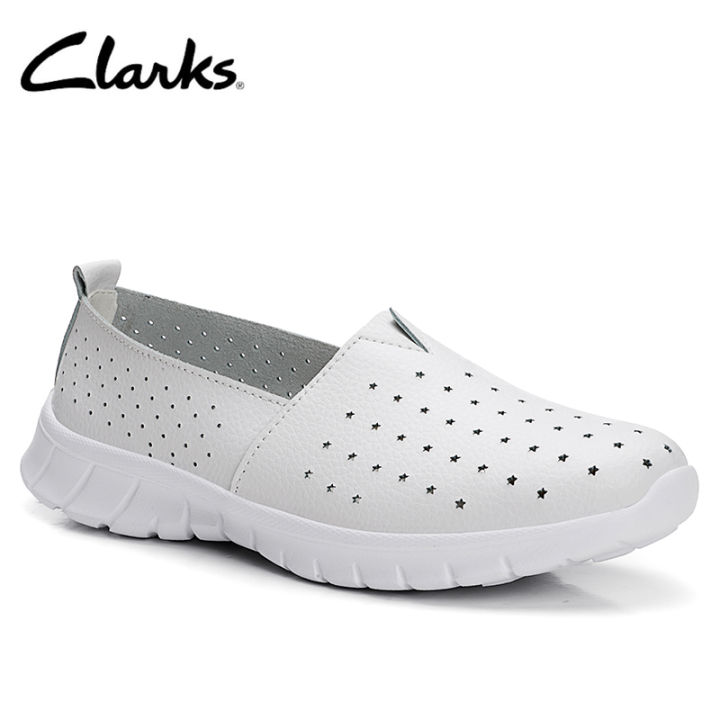 clarks-รองเท้าลำลองสตรี-step-allenasea-รองเท้าแตะไมโครไฟเบอร์สีขาว