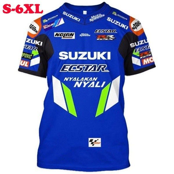 suzuki-moto-gp-ecstar-sport-3d-เสื้อยืดผู้ชาย-เสื้อแจ็กเก็ตแขนสั้นสำหรับขี่มอเตอร์ไซค์เท่ๆ