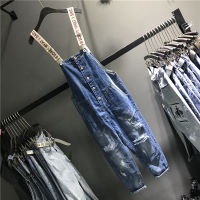 Casual Overalls Jeans Bib Pants Women Loose Plus Size Bib Pant Women Hole Streetwear Jeans Classic Overalls