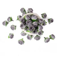 ❒ Artificial Flower Heads Roses Silk Cloth Wedding Bridal Decor Mini Crafts Faux Grey Hydrangea Autumn