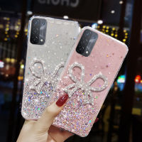 เคสสำหรับ OPPO A74 5G เคสโทรศัพท์ลายท้องฟ้าระยิบระยับสุดหรูประดับด้วยพลอยเทียมที่สวยงามผีเสื้อผู้หญิงเคสซิลิโคนนิ่มกันกระแทกฝาครอบด้านหลัง