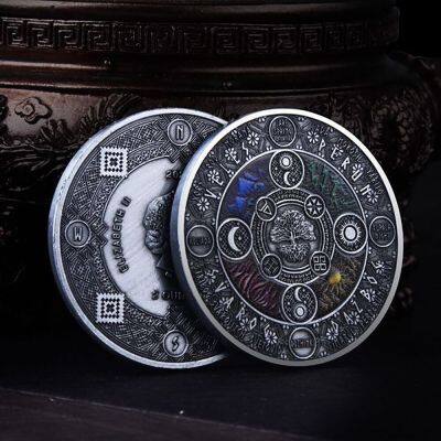 Tree Of Life Array Challenge Coin Diagram Yin Yang Sun God Nickel Ancient Silver British Queen Elizabeth Commemorative Coin Gift