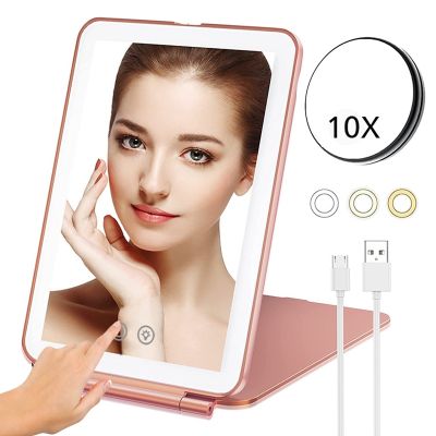 ♘♞✚ Portable Foldable Travel 10x Magnifying Makeup Mirror With Led Light Infinity Bedroom Tocador Vanity Mirrors Cute Make Up Tools
