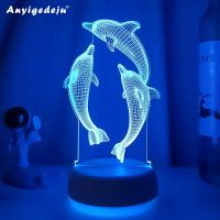 ♂▬ Remote / Touch Control 3D LED Night Light LED Table Desk Lamp Dolphin LED Night Lights Color Change 3D LED Light for Kids Gifts