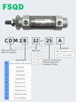 CDM2B32-100 CDM2B32-35 CDM2B32-175 CDM2B32-150, 150Z CDM2B32-25 5-XC10 SMC กระบอกลมประเภทมาตรฐาน CM2 Series