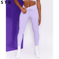 【VV】 New Threaded Pants Women  39;s Waist Drawstring Leggings Sweatpants Gym Workout Push Up Seamless Tights