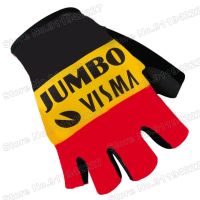 ❆ Jumbo Visma 2022 Cycling Gloves Men Belgium Champion Gel Bicycle Jersey Half Finger Glove Wout van Aert MTB Fietshandschoen