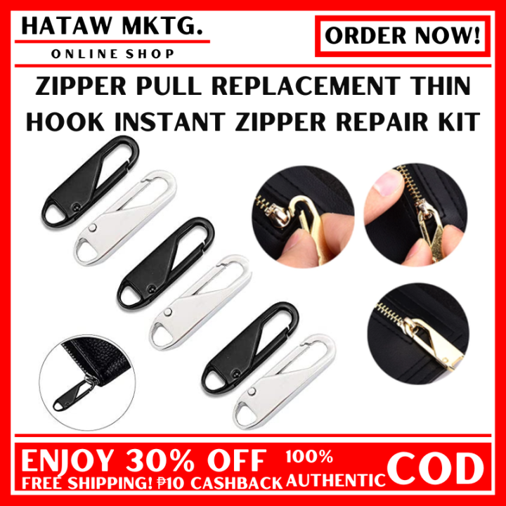 10pcs) Zipper Pull Replacement - Thin Hook Instant Zipper Repair