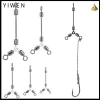 YIWEN 25Pcs ทนทาน แบริ่งบาร์เรล Srolling แบริ่งยาวสามทาง สายไขว้ ขั้วต่อเบ็ดตกปลา หมุนตกปลารูปตัว T