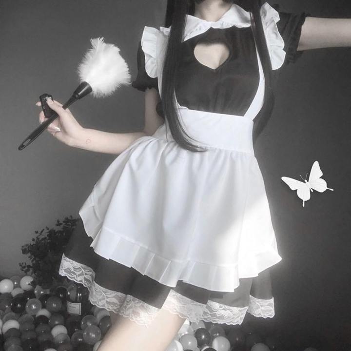 Amazon.com: Japanese Anime Frilly Sissy Maid Dress Sweet Lolita Dress 4  Pieces Outfit : Clothing, Shoes & Jewelry
