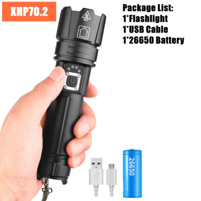 Super Bright XHP90.2 LED Flashlight NEW 26650 USB Rechargeable XHP70 Tactical Light 18650 Zoom Camp Waterproof Torch