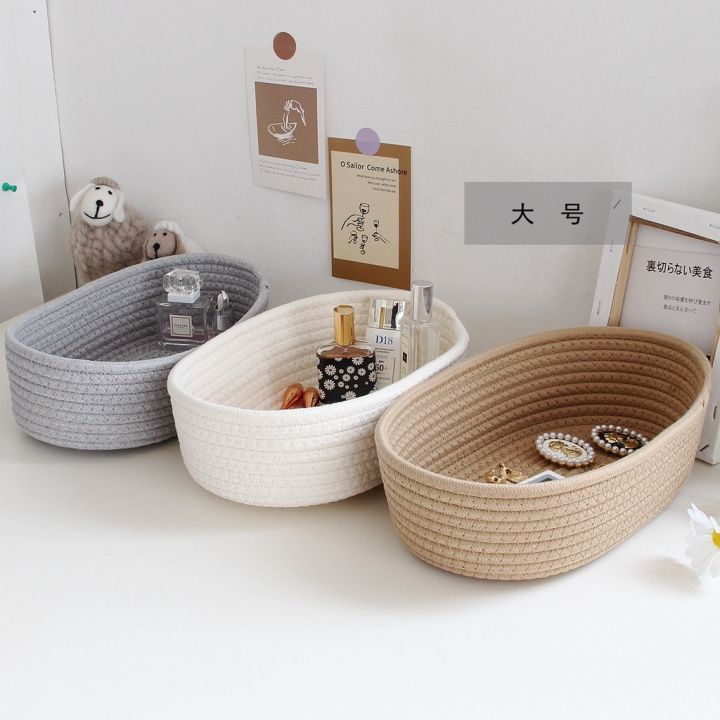 a-shack-woven-cotton-rope-nordic-remote-control-table-storage-organiser-basket-cosmetic-storage-basket