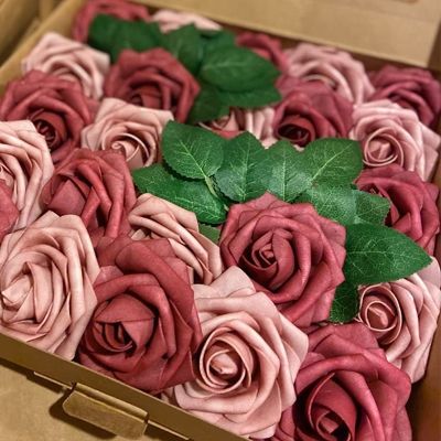 [AYIQ Flower Shop] 10/20/30หัว8ซม. โฟม PE ประดิษฐ์ดอกกุหลาบดอกไม้ DIY ช่อดอกไม้สำหรับเจ้าสาวในงานแต่งงานดอกไม้ตกแต่งงานแต่งงาน