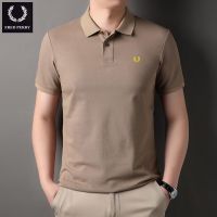 Original PERRY high-end wheat ear mens lapel solid color short-sleeved T-shirt summer new cotton POLO shirt