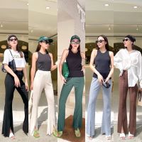 New in ? Tully flare rip trouser (450฿ฟรีส่ง) กางเกงผ้ายืดร่องเนื้อหนา งานสวย เก็บทรง เอวสม๊อค ผ่าหน้า ใส่แล้วสูงเพรียว