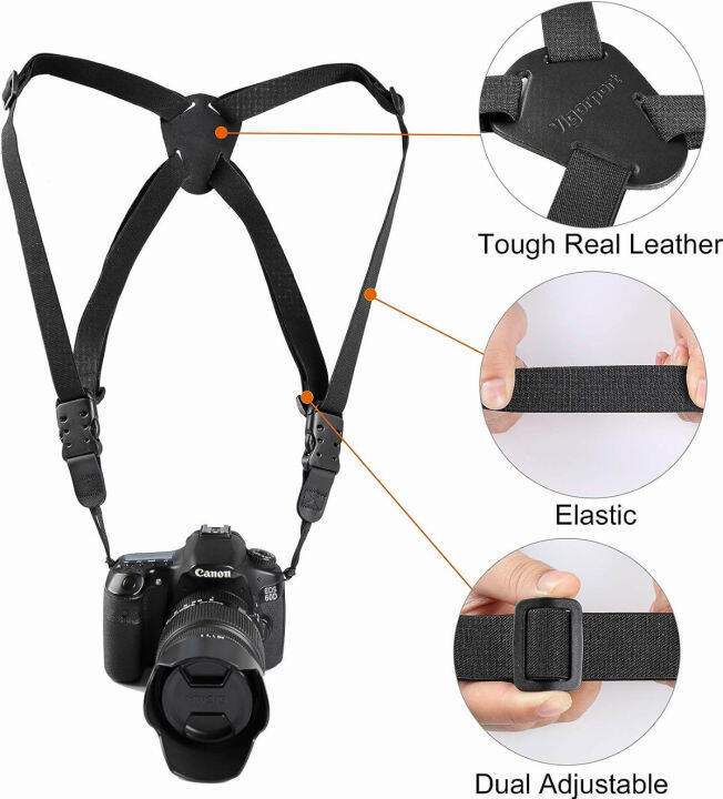 vigorport-camera-harness-strap-cross-shoulder-quick-release-straps-for-binoculars-rangefinders-harness-strap-compatible-with-canon-nikon-sony-and-dslr-slr-cameras-black