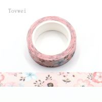 1 Pc ดอกไม้สีชมพู Glitter Washi เทปกาวเทป Scrapbooking Cinta Adhesiva Decorativa Bant กาวดอกไม้ Solid