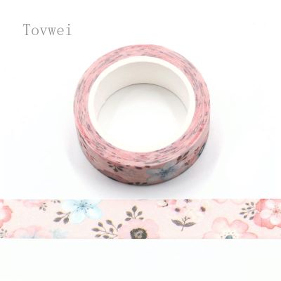 1 Pc ดอกไม้สีชมพู Glitter Washi เทปกาวเทป Scrapbooking Cinta Adhesiva Decorativa Bant กาวดอกไม้ Solid