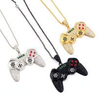 Hip Hop Punk Crystal Game Machine Handle Necklace Pendant Play Game Controller Necklace for Women Men Fashion Cool Jewelry Gift Fashion Chain Necklace