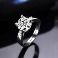 [COD] แหวนแต่งงานเพชร Moissanite สี่กรงเล็บแหวนหัววัวทองคำขาว ins สิ่งประดิษฐ์ข้อเสนอการออกแบบเฉพาะสไตล์