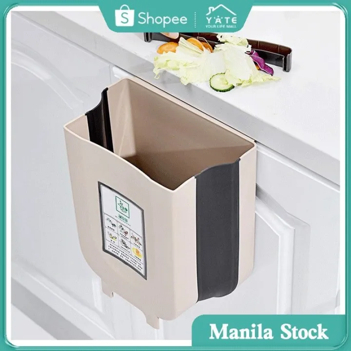 Cod Foldable Trash Bin Wall Mounted Hanging Trash Can 