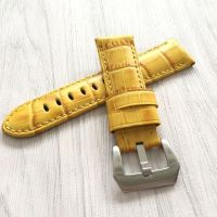 ▶★◀ Suitable for Panerai cowhide leather watch strap Pangdahai PN111 yellow bamboo pattern Panerai 24mm