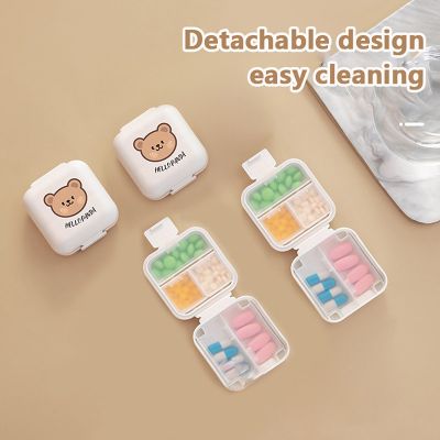 Cute Fashion Small Bear Portable Double-layer Compartment Going Out Packed Separately Medicine Storage Plastic Pill Box Medicine  First Aid Storage