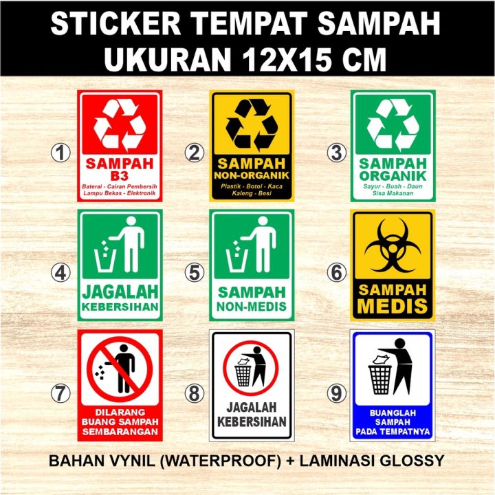 Sticker Tempat Sampah Organik Non Organik, Sampah Medis, Stiker Sampah B3, Stiker Jagalah ...