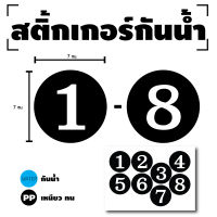 สติ๊กเกอร์ตัวเลข ติดผนัง สติกเกอร์ สติกเกอร์วงลม (ตัวเลขขนาด 7 ซม) 1แผ่น 8ดวง (พื้นดำตัวเลขขาว) รหัส [G-004]