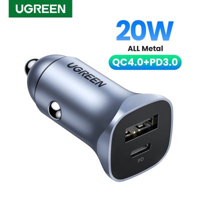 UGREEN 20W PD Car Charger Quick Charge QC4.0 3.0 USB Charger for Xiaomi Type C Fast Charging for iPhone 14 13 12 11 Car Charger