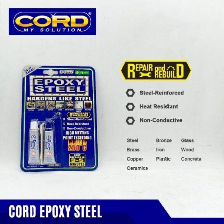 15g Cord EPOXY STEEL MetalFilled Epoxy, HighHeat Resistant (Hardens like steel) 100 ORIGINAL