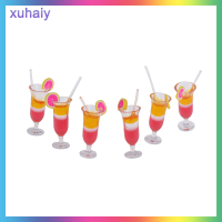 xuhaiy 6pcs 1:12 dollhouse Miniature เครื่องดื่มน้ำผลไม้ถ้วยตุ๊กตาอุปกรณ์อาหารครัว