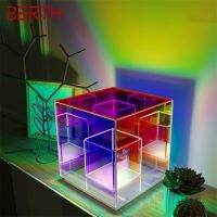 BERTH Modern Table Lamp Creative Decoration LED Square Color Cube Atmosphere Light For Home Bed Room