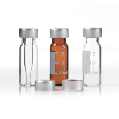 Crimp Ring Vials Clear Crimp-Top Headspace Vial Hromatography Vial 1.5 ML สำหรับ GC HPC Aluminium Cap With Silicone/ptfe Septa 100