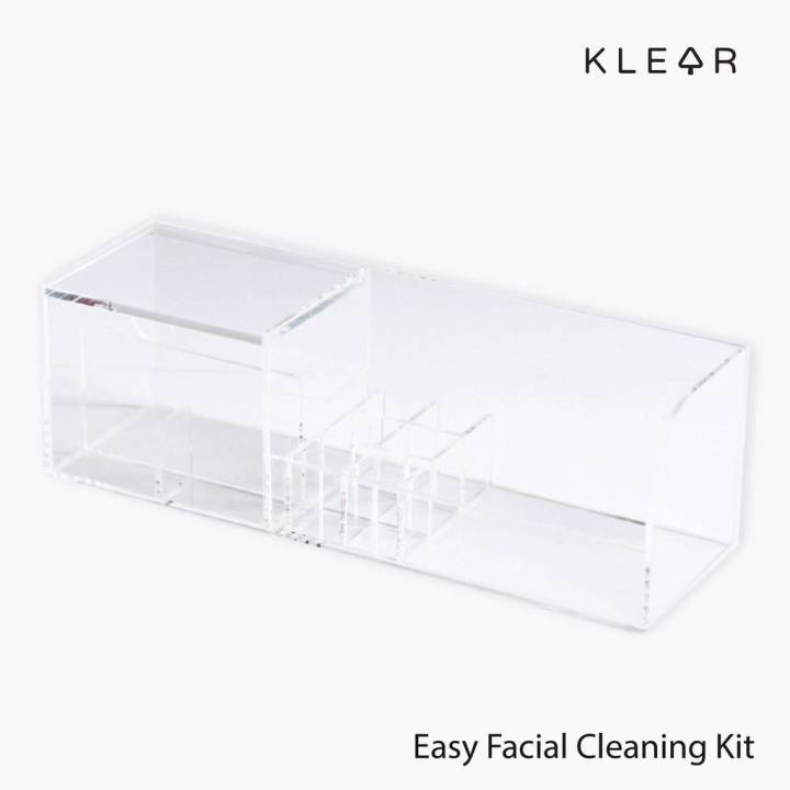 klearobject-easy-facial-cleaning-kit-กล่องอะคริลิคใส-กล่องเอนกประสงค์-ผลิตจากอะคริลิค-กล่องใส่อุปกรณ์-กล่อง-อะคริลิค