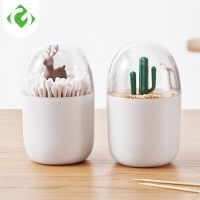 Cute Multipurpose Plant and Animal Modeling Toothpick Organizer Cotton Swab Box Small Miscellaneous Storage Jar Transparent Lid