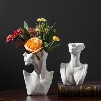 Nordic Style Ceramics Vase Female Body Model Dried Flowers Modern Art Home Decor Creative Pot Living Room Ornament Decoration