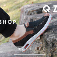 QZshop ใหม่?รองเท้าผ้าใบ รองเท้าแฟชั่นผู้ชายแบบสวม ใส่สบายไม่ปวดเท้า สไตล์ผู้ชายอังกฤษ ใส่ออกงานหรือใส่ทำงานก็เก๋าไม่เหมือนใคร?